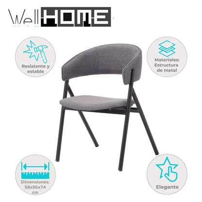 Silla Angie Negra Y Gris - Diseño Contemporáneo 58x56x74cm - Well Home_1