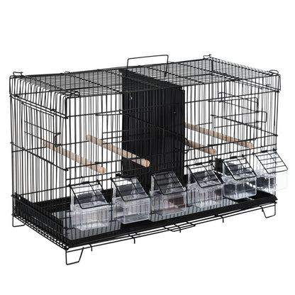 Pawhut Jaula Para Pájaros Con Divisor Ganchos Perchas Y Bandeja Extraíble Negro_0