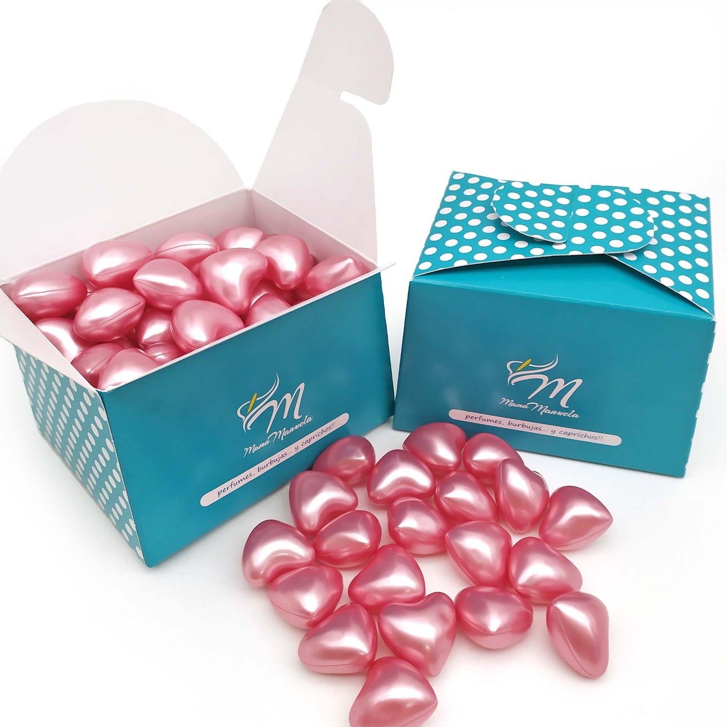 Caja 70 Perlas De Baño Con Aroma A Rosas - Con Aceite De Soja - Hidrata, Suaviza Y Perfuma La Piel - Forma Corazón_0