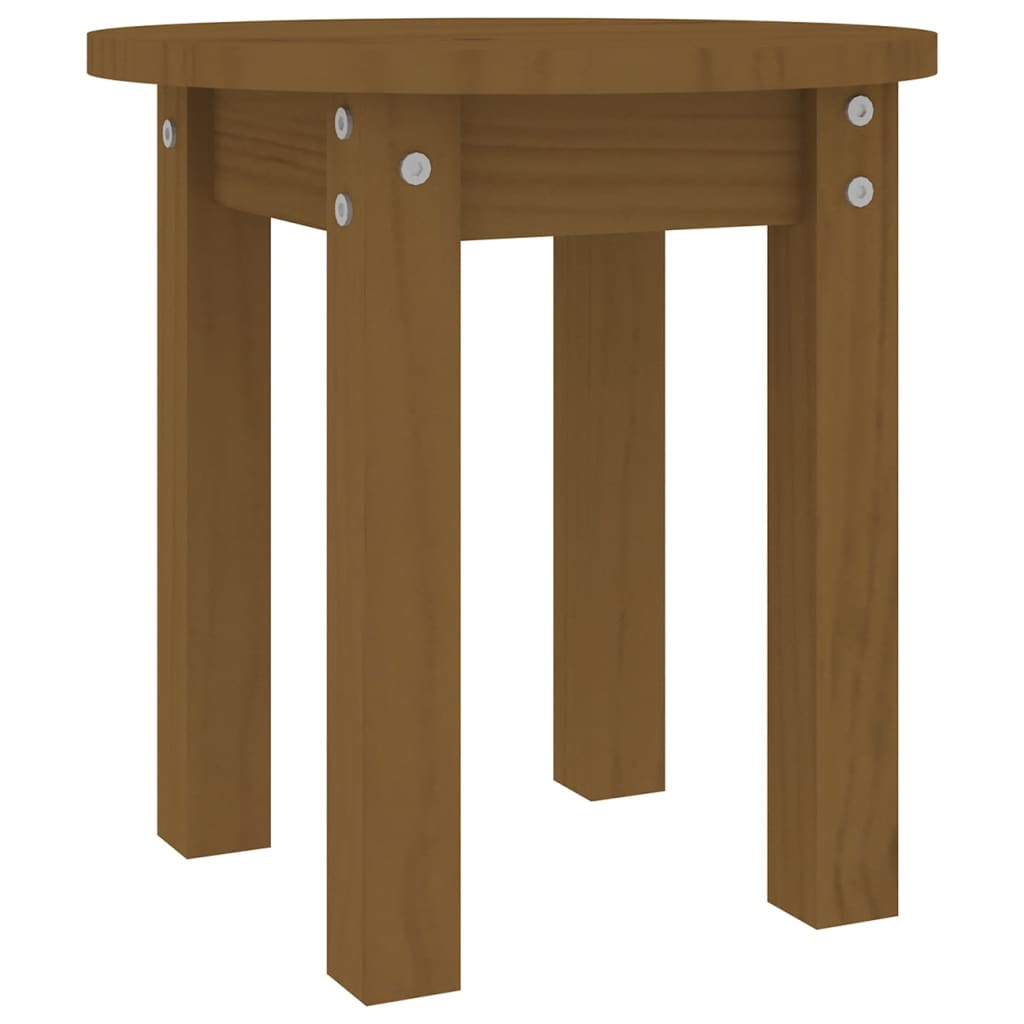 Mesa De Centro De Madera Maciza De Pino Marrón Miel Ø35x35 Cm_0
