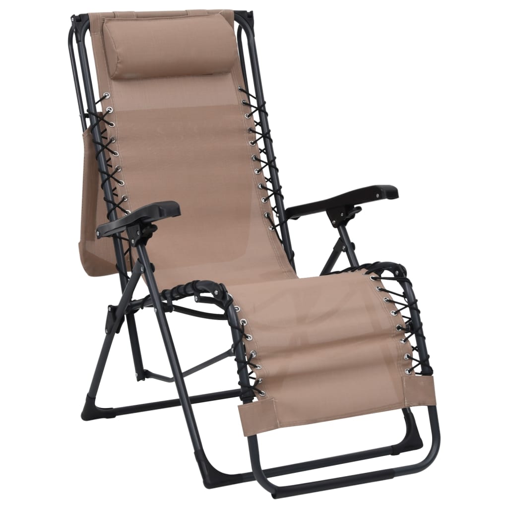 Tumbona Plegable De Textilene Gris Taupe_2