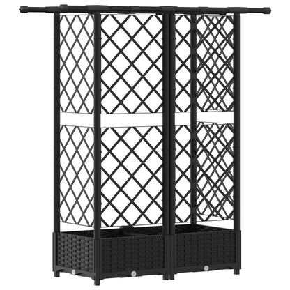 Cama Elevada Con Trellis Y Techo Negro 124 X 40 X 121 Cm Pp_4