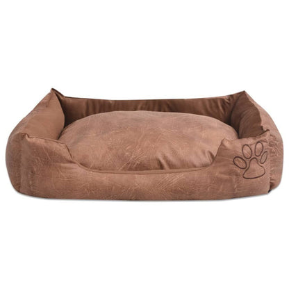 Vidaxl Cama Para Perro Con Cojín Pu Cuero Artificial Talla S Beige_1