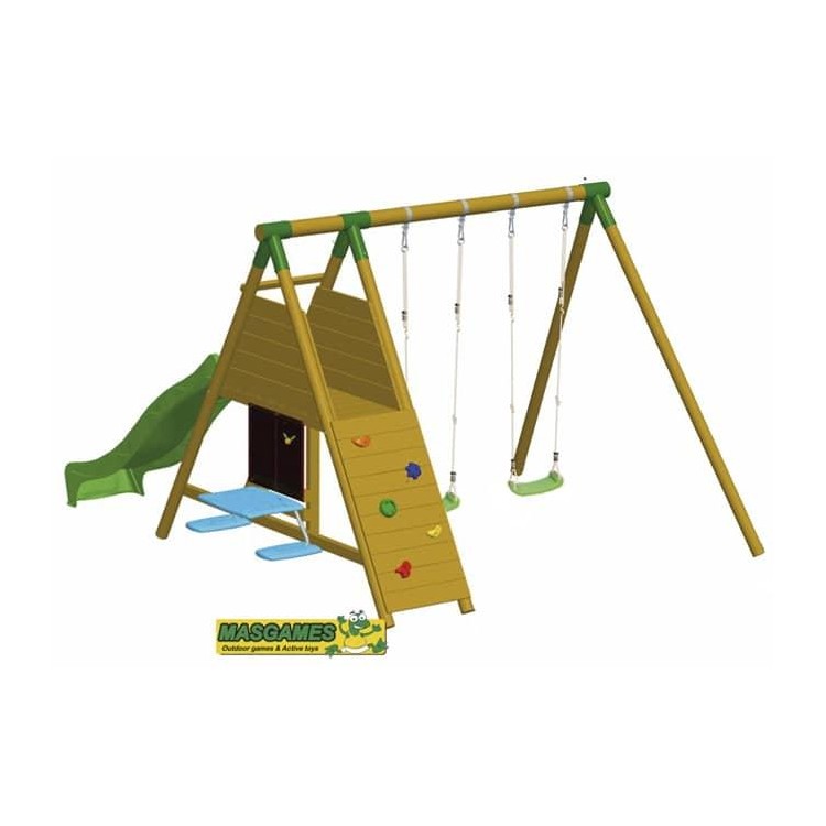 Parque Infantil Masgames Mauna Loa L (madera Redonda) Academy + Pared De Escalada._0