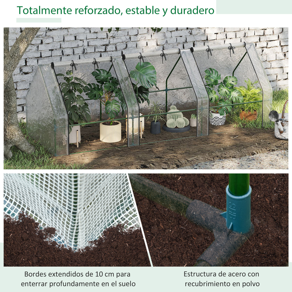 Invernadero De Terraza Outsunny Acero, Pe Blanco 270x90x90 Cm_4