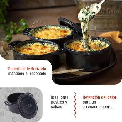 Victoria Mini Cocotte Inducción Hierro Fundido Esmaltado 10cm, 0,3 L, 1-2 Raciones, Sin Ptfe Ni Pfoa, 39202, Negro_2