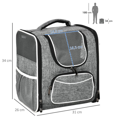 Pawhut Transportín Mochila Gatos Perros Plegable Con Cojín Extraíble 31x26x34 Cm_2