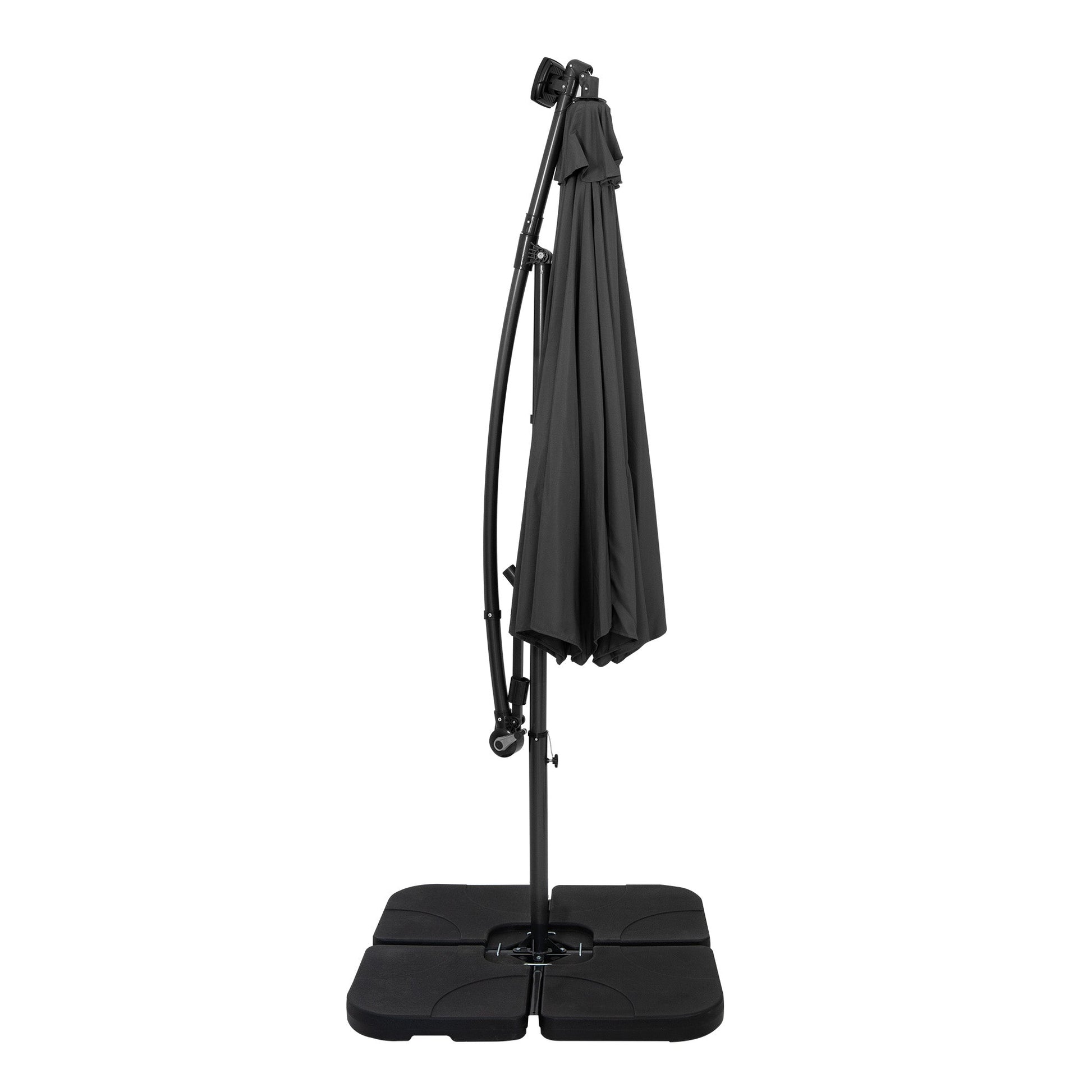 Parasol Excéntrico Led 3 M Con Base Cuadrada – Gris_1