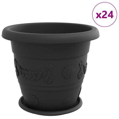Macetas 24 Uds. Negro Ø 39 X 32 Cm Plástico_0