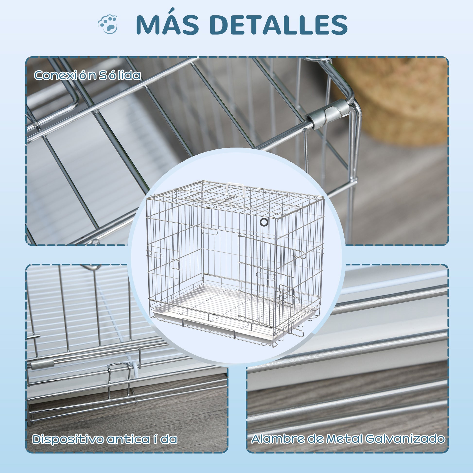Pawhut Jaula Plegable Para Perros Con Bandeja Extraíble Y Puerta 61x43x50 Cm_3