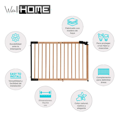 Wellhome Valla Madera De Haya Mustang Barnizada L.75-114cm_1