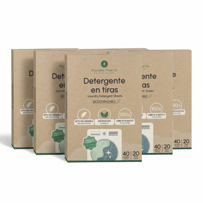 Pack 5 Eco-Tiras detergente y suavizante Planeta Huerto 40 lavados
