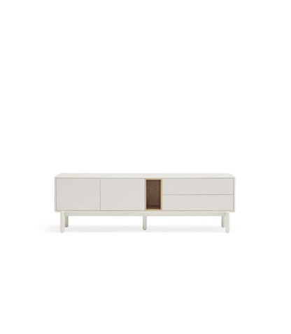 Mueble Para Televisión Modelo Corvo 2 Puertas 2 Cajones Acabado Crema, 40cm(ancho) 56cm(_0