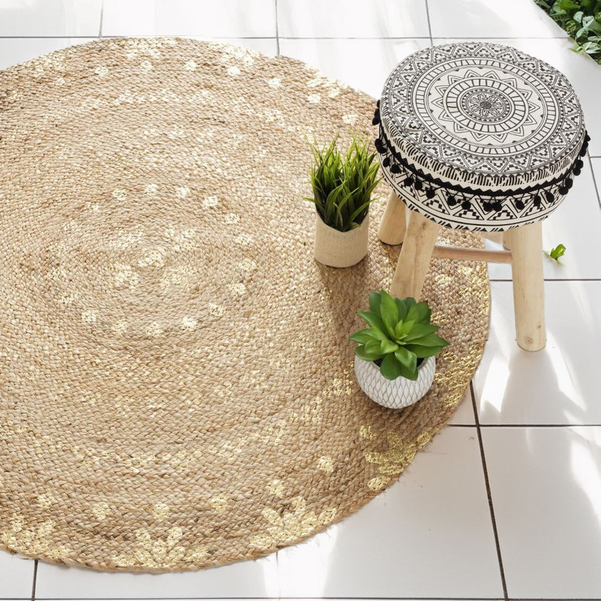Wellhome Alfombra Oro Brillante Yute_2