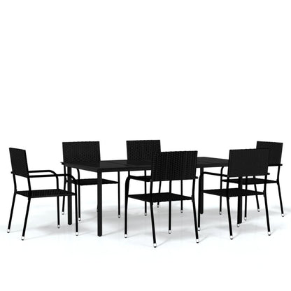 Vidaxl Juego De Comedor Para Jardín 7 Piezas Negro_0