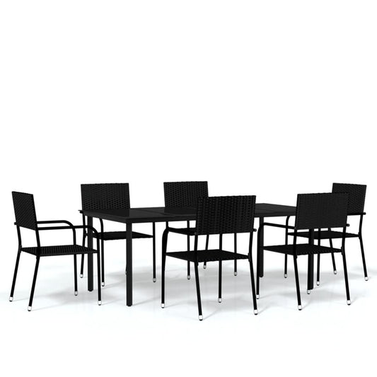 Vidaxl Juego De Comedor Para Jardín 7 Piezas Negro_0