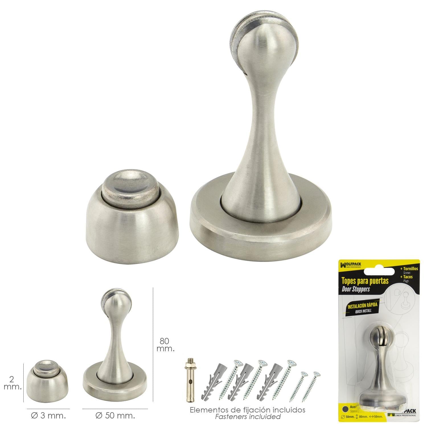 Tope Puerta Retenedor Magnetico Extrafuerte Acero Inoxidable Para Pared Y Suelo_1