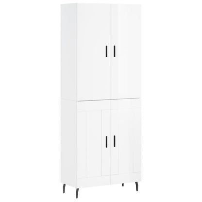 Aparador Alto Madera Contrachapada Blanco Brillo 69,5x34x180 Cm_1