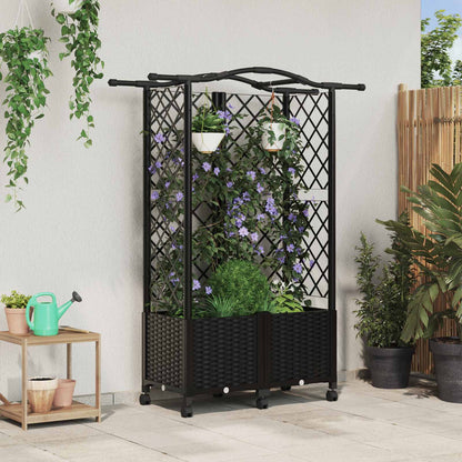 Cama Elevada Con Trellis Y Techo Negro 122 X 40 X 144 Cm Pp_1