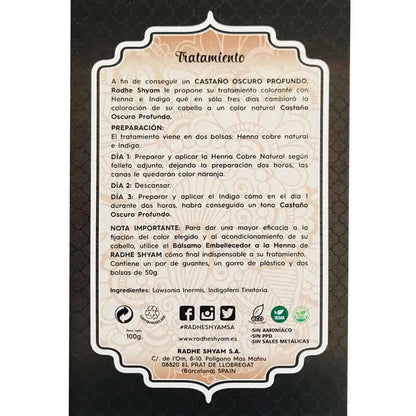 Tratamento Radhe Henna Castanho Escuro Profundo 100 Gr Radhe