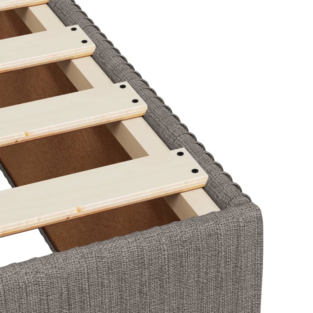Cama Box Spring Con Colchón Tela Gris Taupe 90x200 Cm / Vetonek_3
