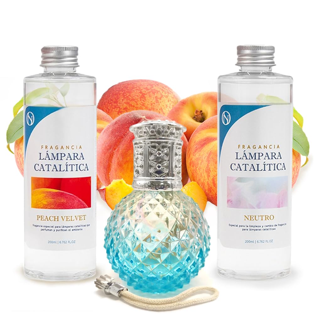 Pack Ahorro Lámpara Catalítica Blue Diamonds + Fragancia Peach Velvet 500ml + Limpiador Neutro 200ml + Mecha De Repuesto_0