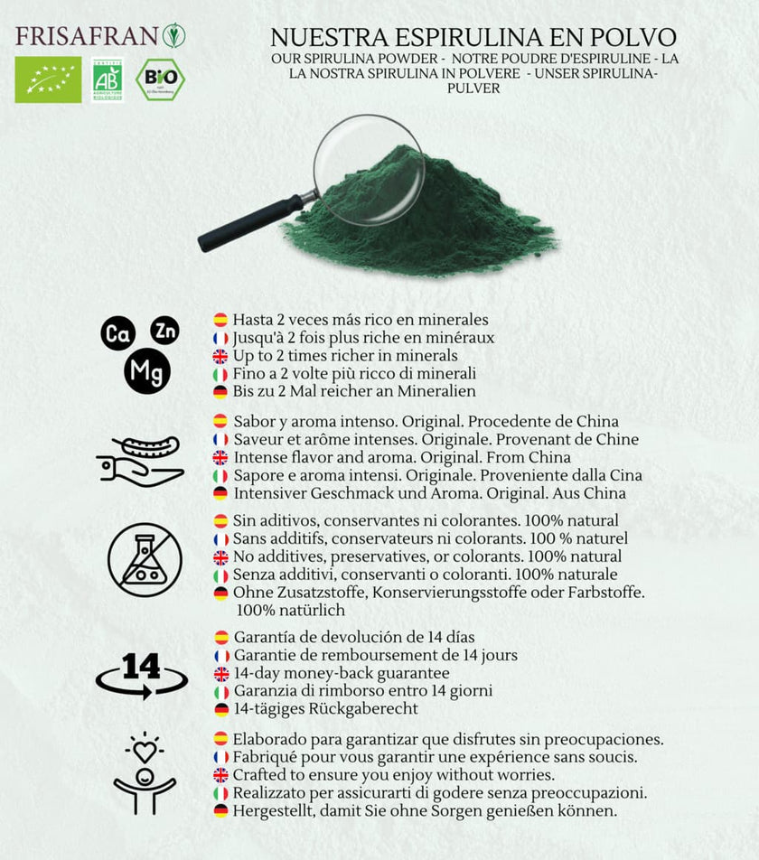 Espirulina En Polvo Ecológica - Calidad Y Sabor | Frisafran 2 Kg_3