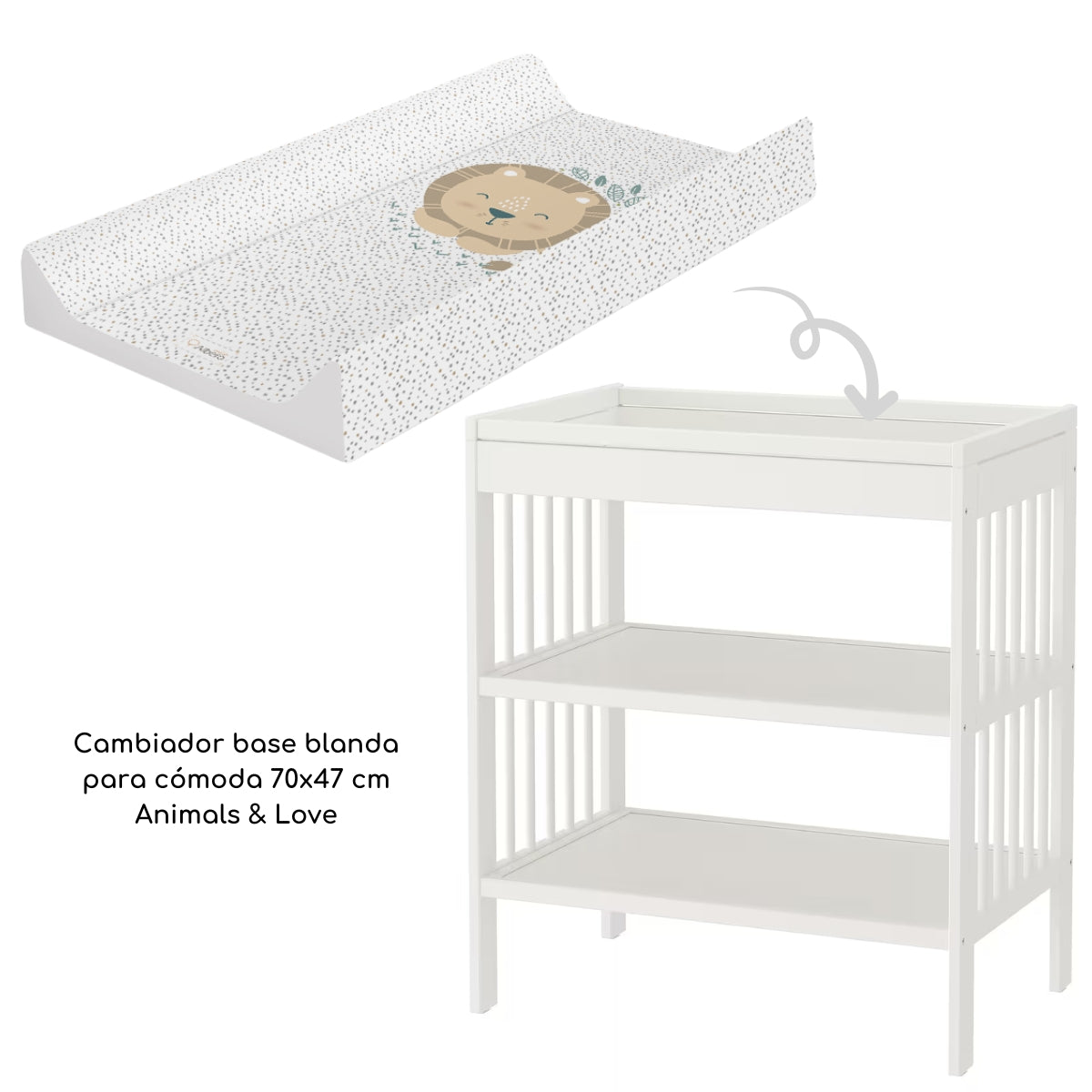 Cambiador Base Blanda Para Cómoda 70x47 León_1