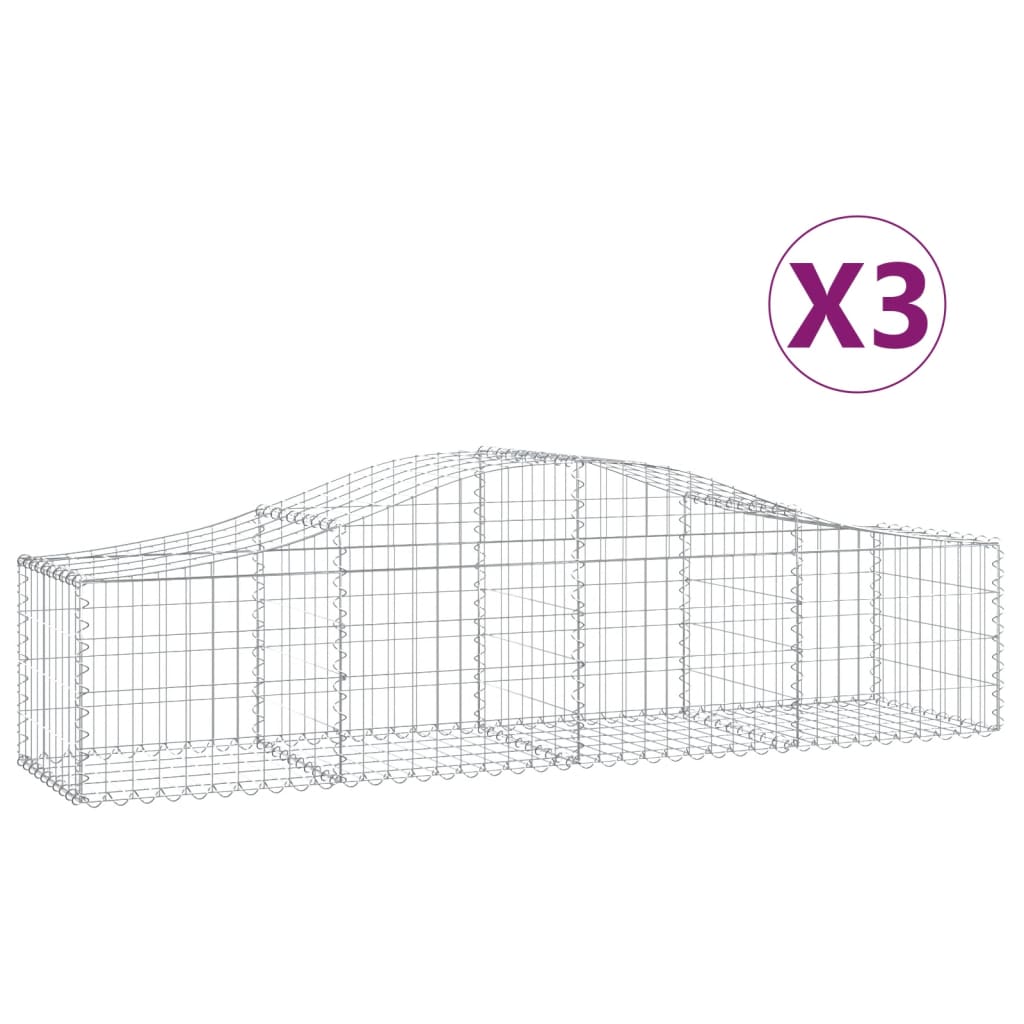 Cestas De Gaviones 3 Uds Forma De Arco Hierro 200x50x40/60 Cm_0