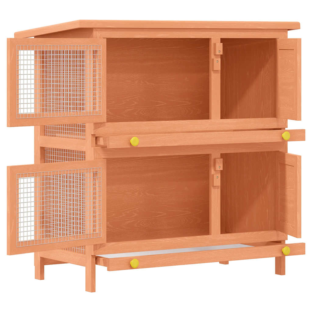 Casa De Animales Pequeños Jaula Conejera 4 Puertas Madera_3