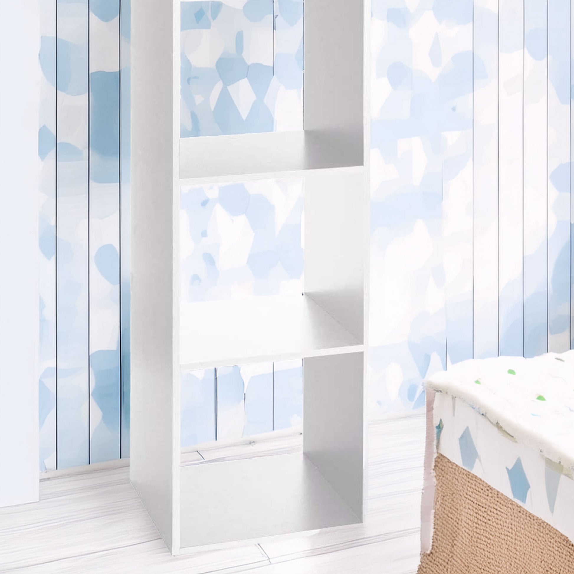Wellhome Estantería Madera 3 Estantes Mezcla Natural Blanca_2
