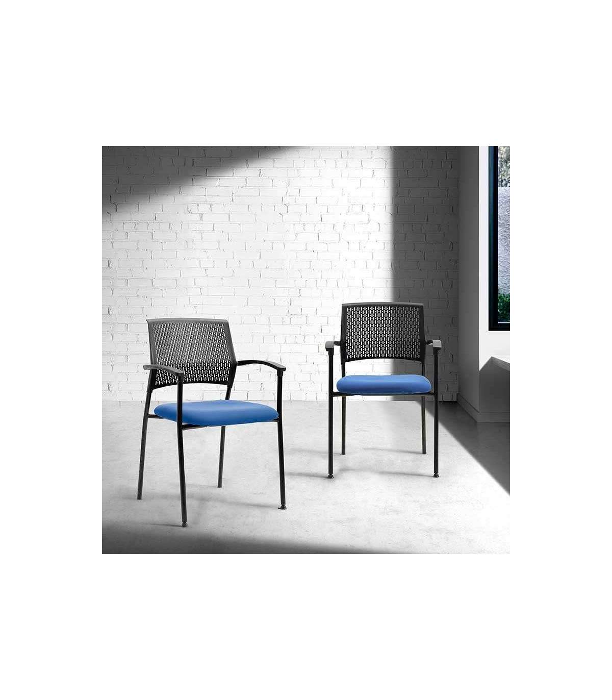 Pack De 4 Sillas Confidente Acabado Negro/azul, 55 Cm(ancho) 85 Cm(altura) 55cm(fondo)_2