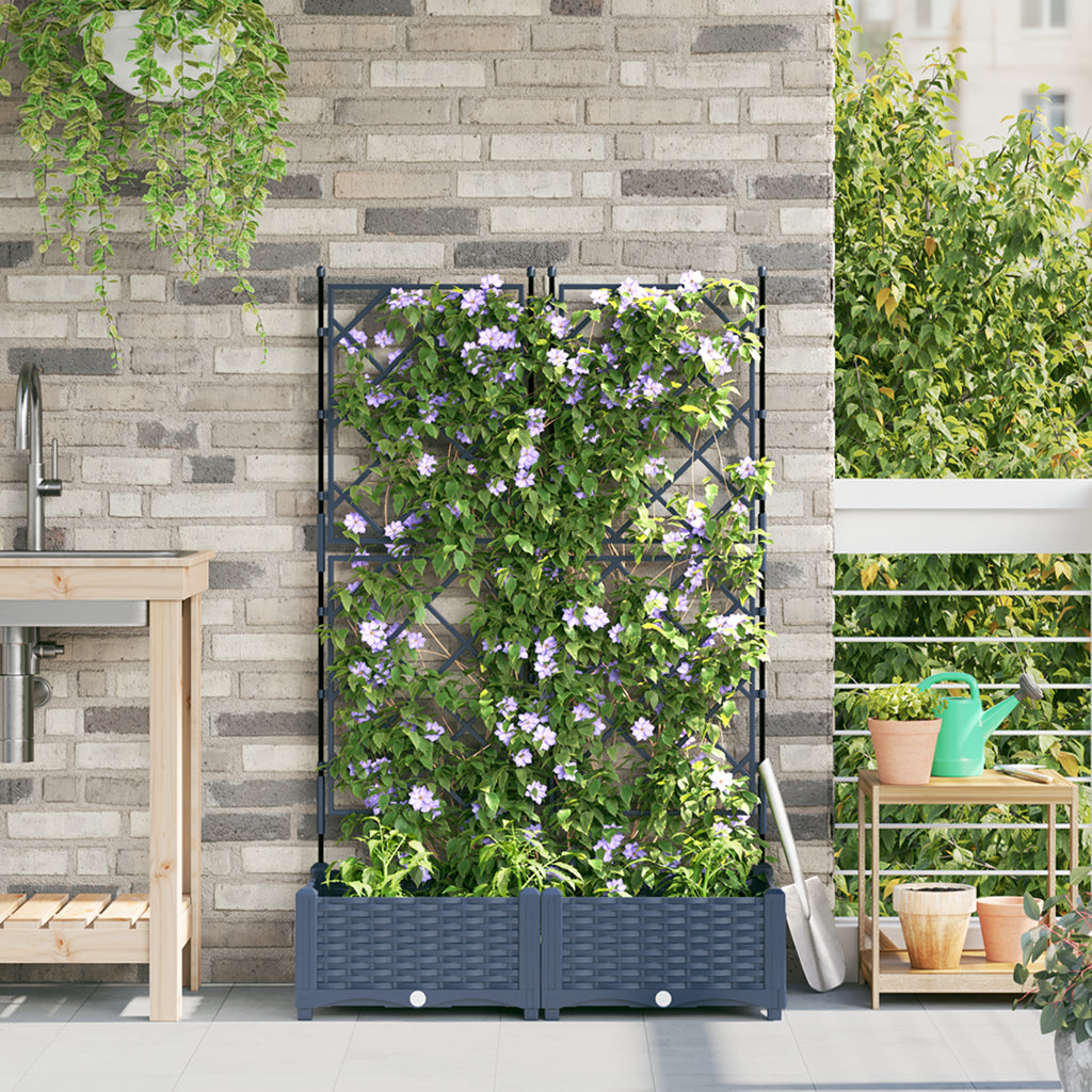 Vidaxl Maceta De Jardín Con Enrejado 2 Pcs Gris 80 X 40 X 125.5 Cm Pp_1