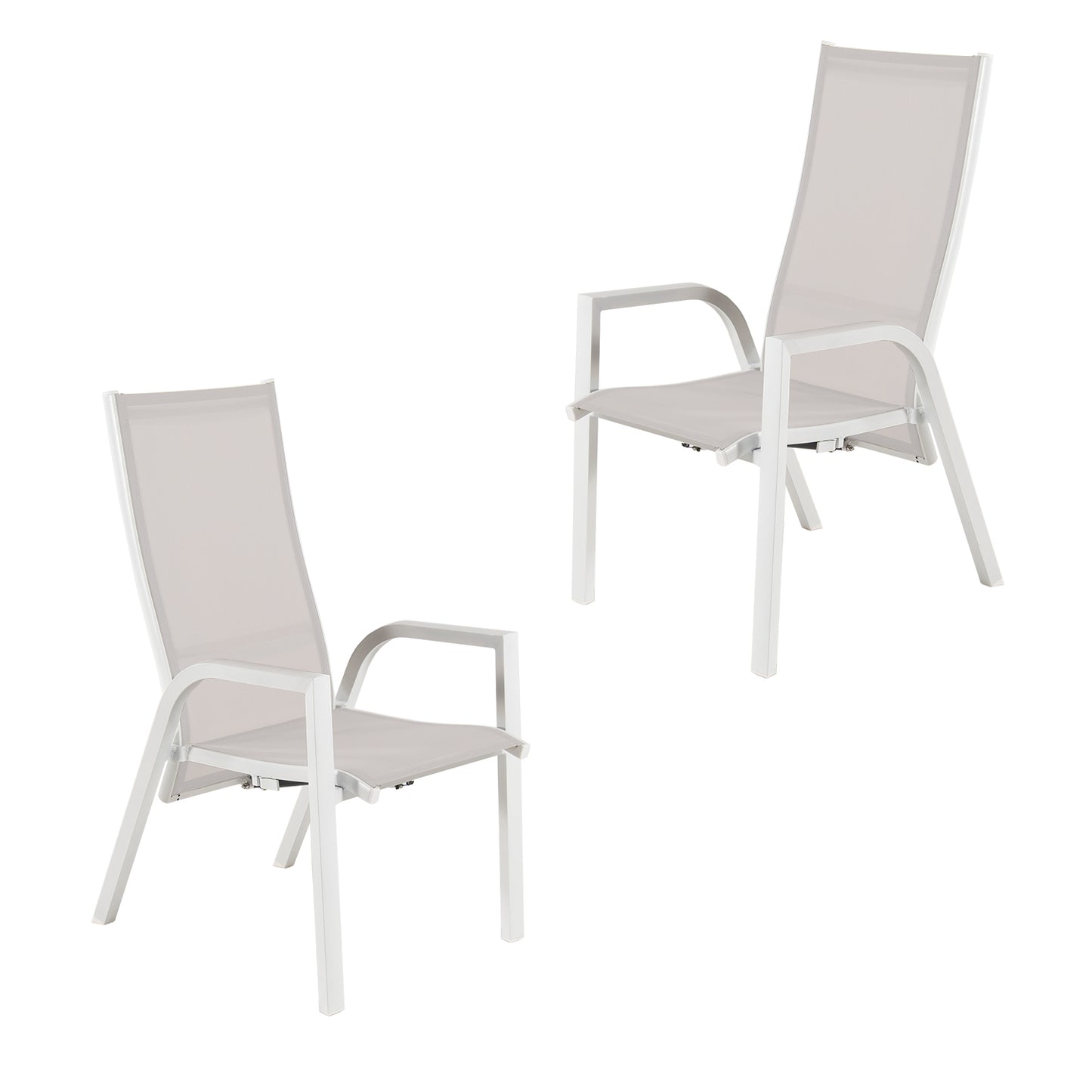 Pack 2 Sillones Sillones Para Jardín, Reclinables Y Ajustables, Aluminio Y Textilene, Color Blanco, Sillon:110x57x70_0
