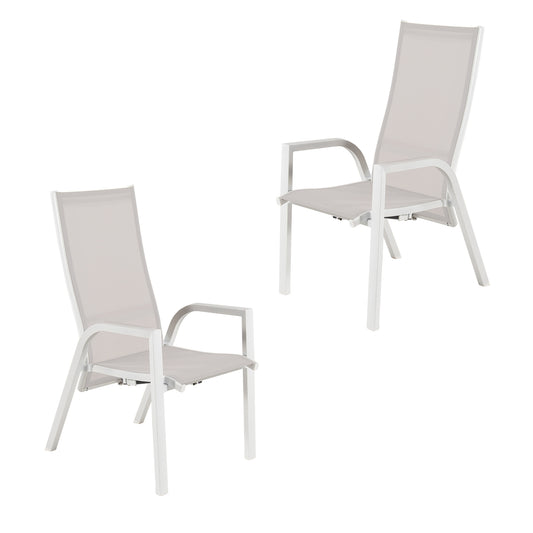 Pack 2 Sillones Sillones Para Jardín, Reclinables Y Ajustables, Aluminio Y Textilene, Color Blanco, Sillon:110x57x70_0