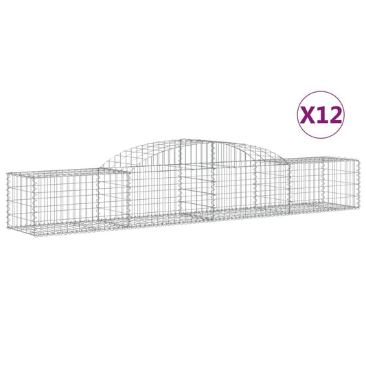 Cestas De Gaviones 12 Uds Forma De Arco Hierro 300x50x40/60 Cm_0
