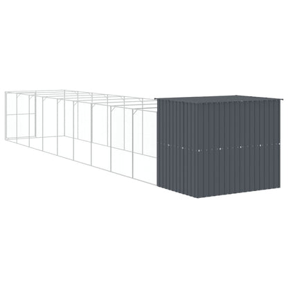 Caseta Perros Con Corral Acero Galvanizado Gris 214x1069x181 Cm_4