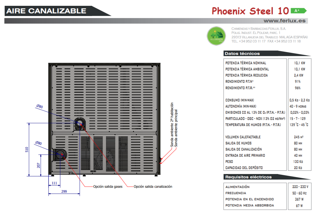 Bricosol Estufa De Pellets Phoenix Steel 10 Negro De Ferlux_3