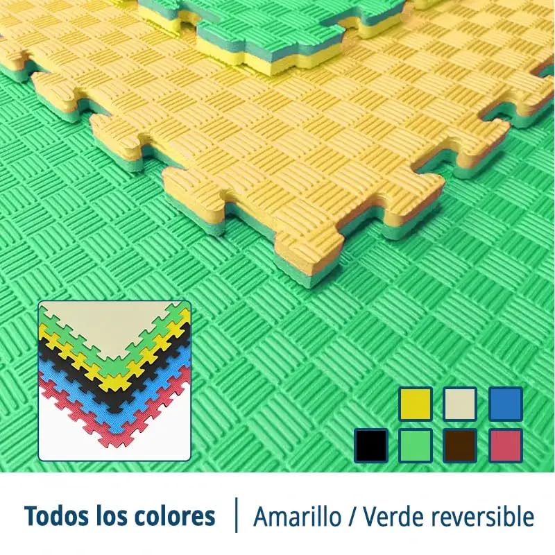 Artatami® Tatami Puzzle 1x1x20 mm Amarillo - Verde Pack Ahorro【8 Unidades】Gimnasios - Fitness - Pilates - Yoga_2