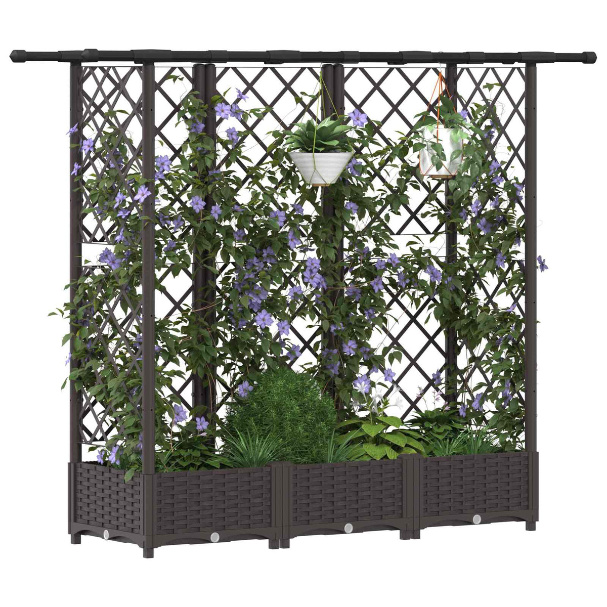Cama Elevada Con Trellis Y Techo Marrón 164 X 40 X 121 Cm Pp_2
