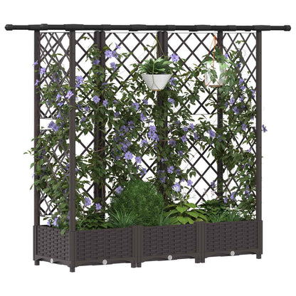 Cama Elevada Con Trellis Y Techo Marrón 164 X 40 X 121 Cm Pp_2