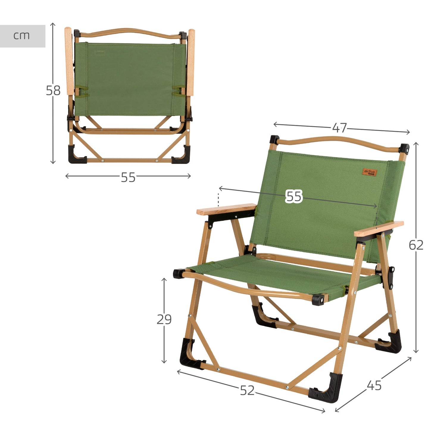 Pack 2 Sillas Plegables Bajas Glamping Verde Acero Aktive_3