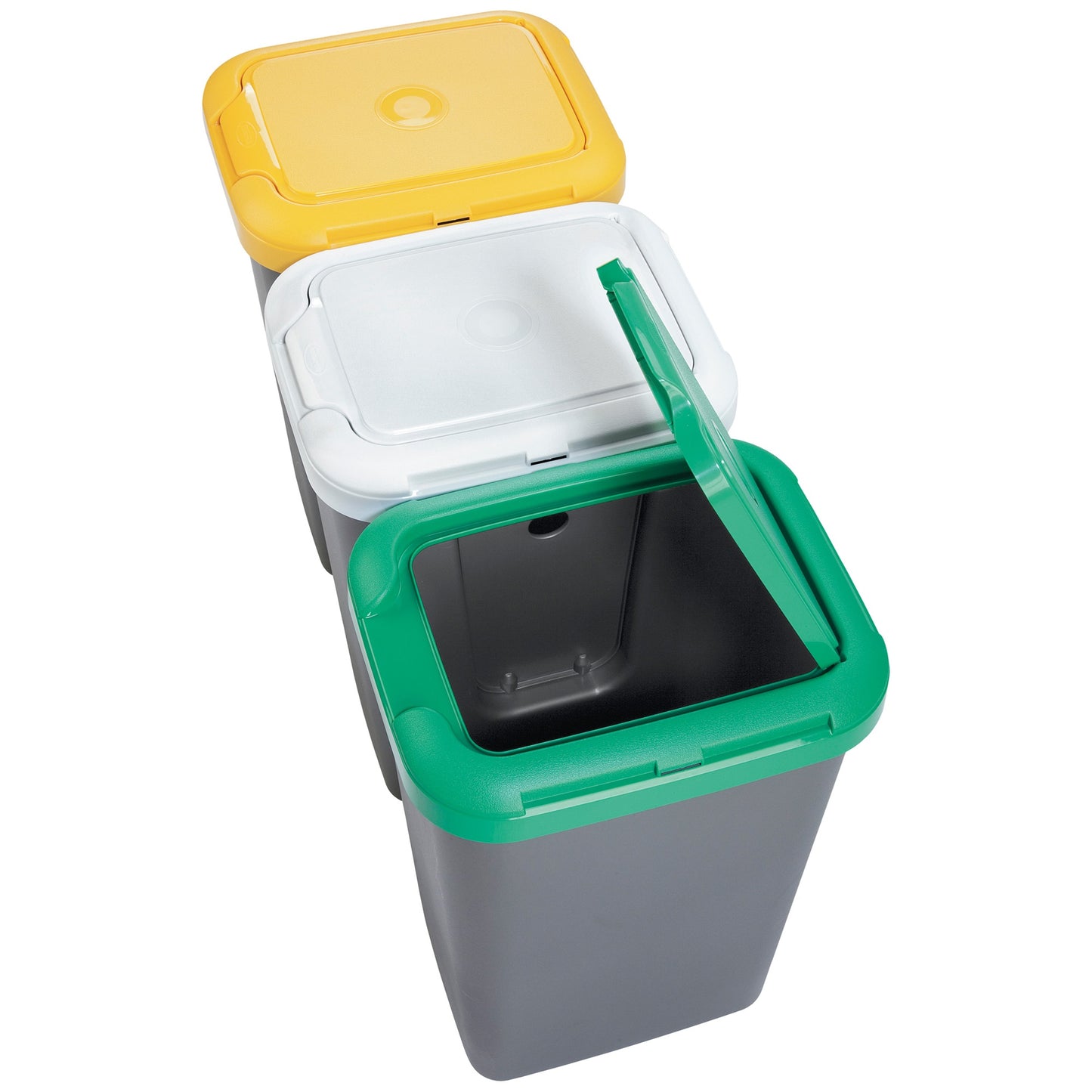 Papelera Reciclaje 3 Compartimentos, 75 Litros, Dimensiones: 78,5 (ancho) X 33 (profundo) X 47,5 (alto) Cmplástico - Multicolor_1