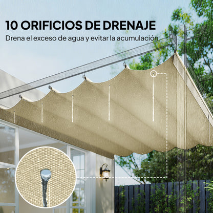 Cubierta Para Pérgola Outsunny Tela Poliéster Crema 250x255x6 Cm_5