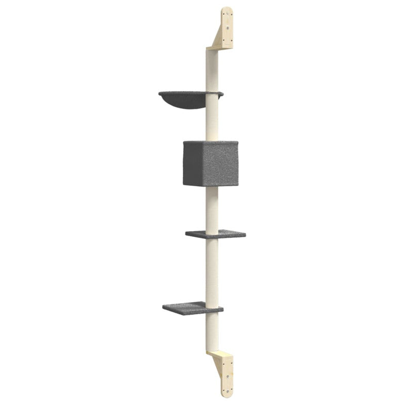 Vidaxl Árbol Rascador Para Gatos De Pared Gris Oscuro 187 Cm_5