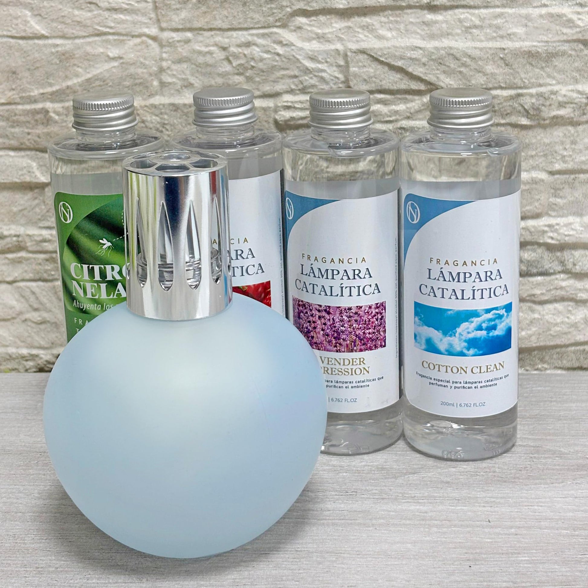 Lámpara Catalítica Azul Grisáceo Mate + Aroma Lavender Expression 200ml - Elimina Malos Olores, Impurezas Y Perfuma_3
