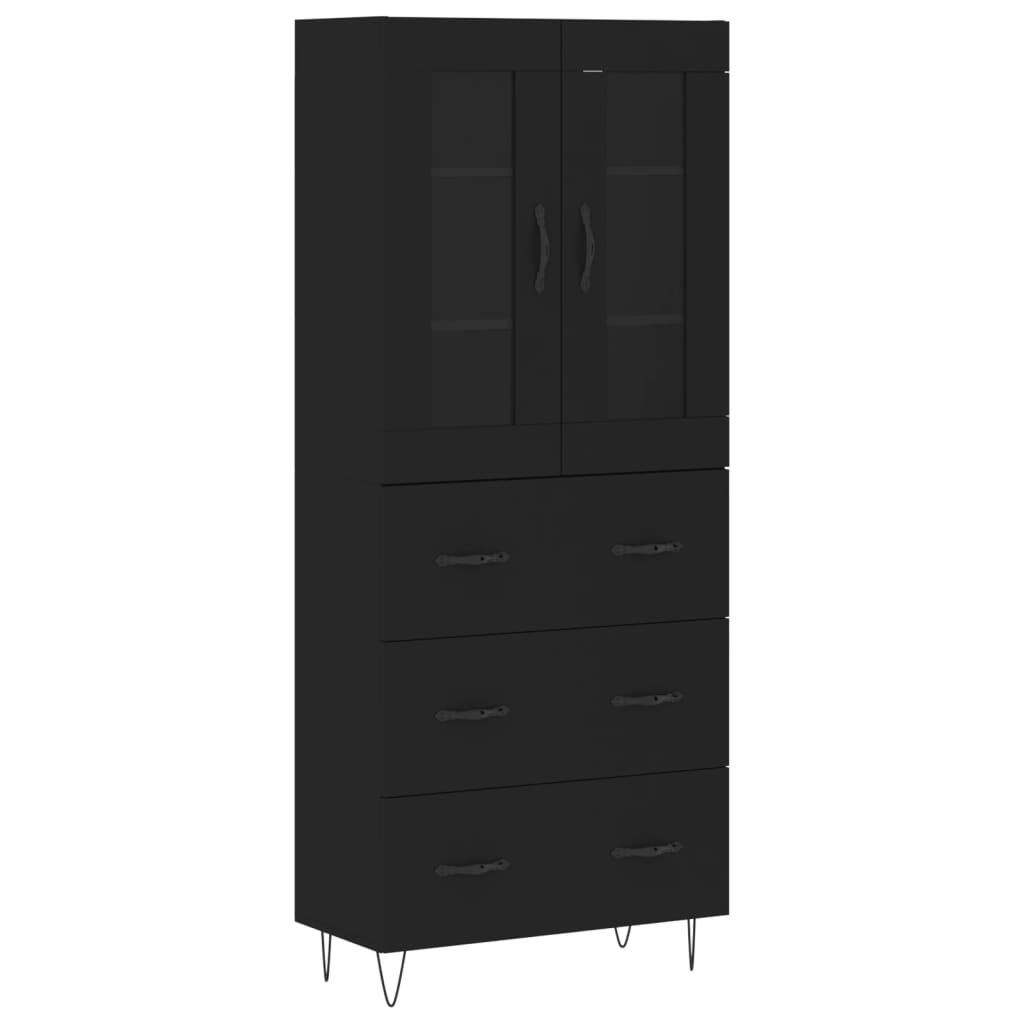 Aparador Alto Madera Contrachapada Negro 69,5x34x180 Cm_1