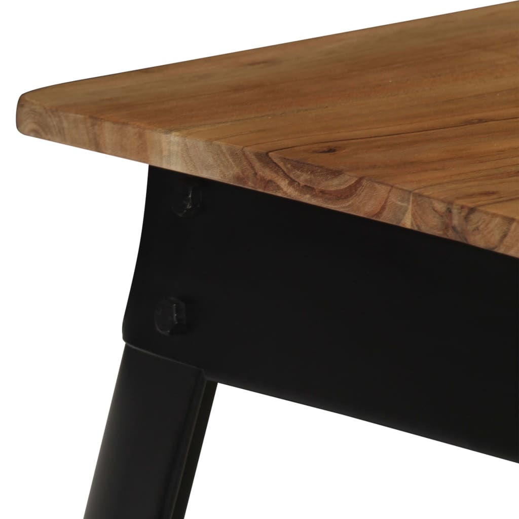 Mesa De Comedor De Madera Maciza De Acacia Y Acero 75x75x76 Cm_3