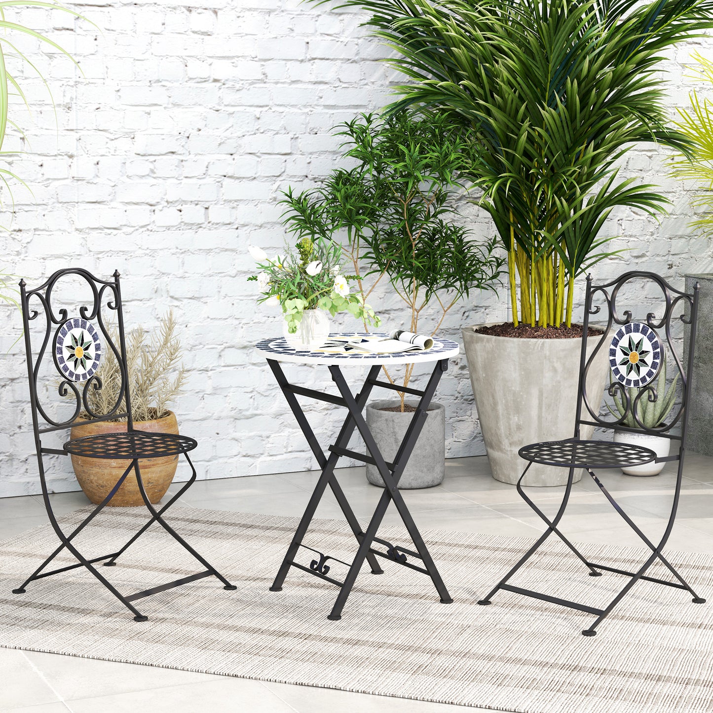Outsunny Conjunto De Jardín Exterior De 3 Piezas Para Terraza Patio Multicolor_3