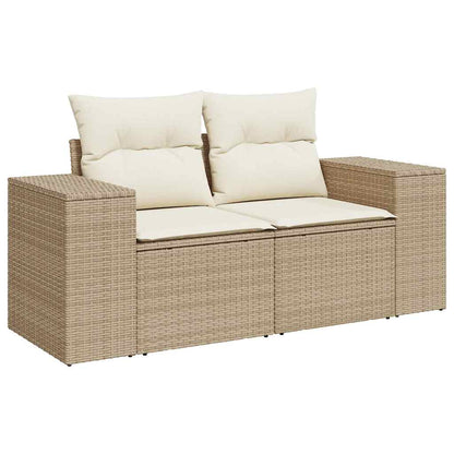 Set Sofás De Jardín 7 Piezas Y Cojines Ratán Sintético Beige / Vetonek_1